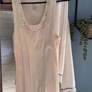 GAP Cream Lace Trim Tank Top